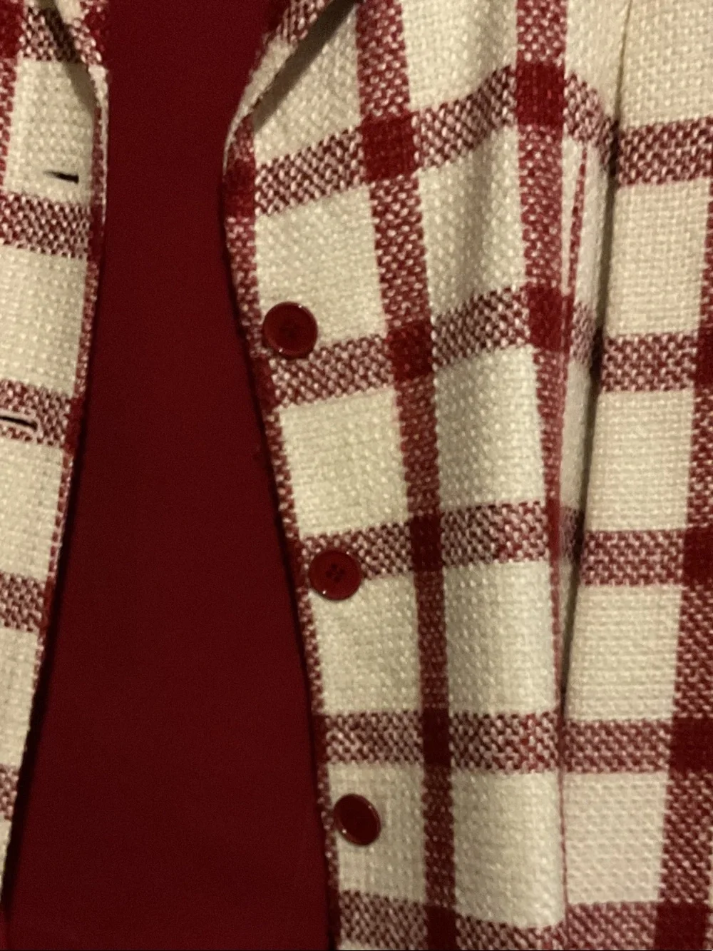Tower Hill Red & White Plaid Blazer Coat & Red Pants Set